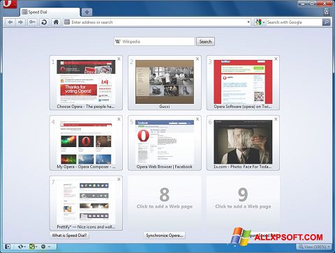 Скріншот Opera для Windows XP