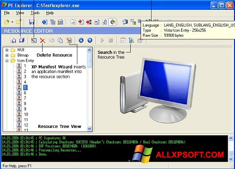 Скріншот PE Explorer для Windows XP