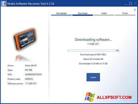 Скріншот Nokia Software Recovery Tool для Windows XP