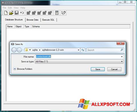 Скріншот SQLite Database Browser для Windows XP