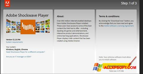 Скріншот Adobe Shockwave Player для Windows XP