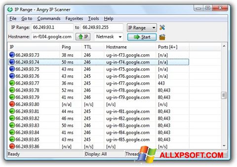 Скріншот Angry IP Scanner для Windows XP