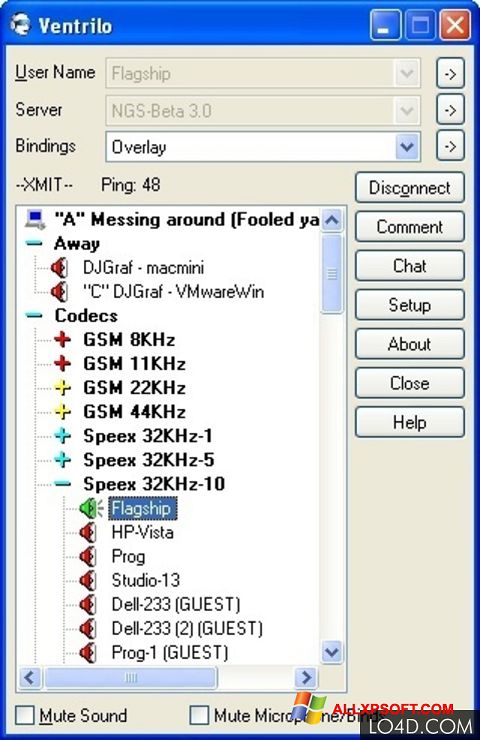 Скріншот Ventrilo для Windows XP