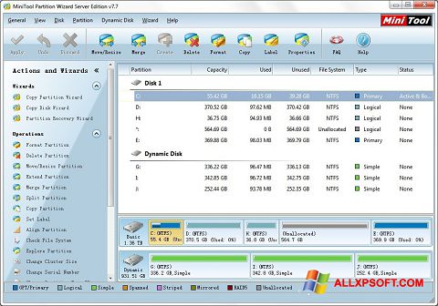 Скріншот MiniTool Partition Wizard для Windows XP