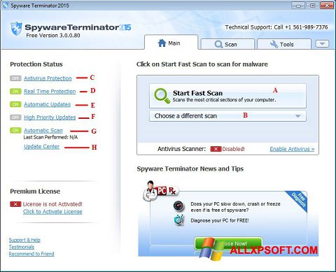 Скріншот Spyware Terminator для Windows XP