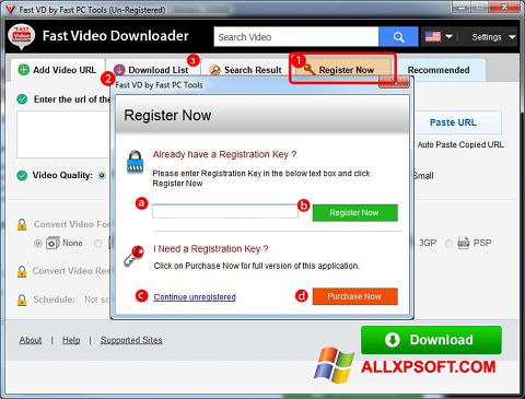 Скріншот Fast Video Downloader для Windows XP