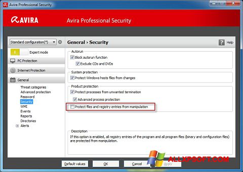 Скріншот Avira Professional Security для Windows XP