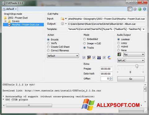 Скріншот CUETools для Windows XP