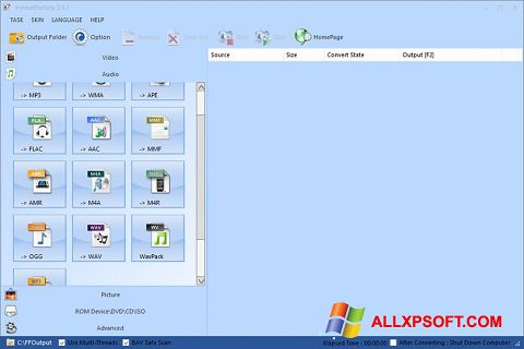 Скріншот Format Factory для Windows XP