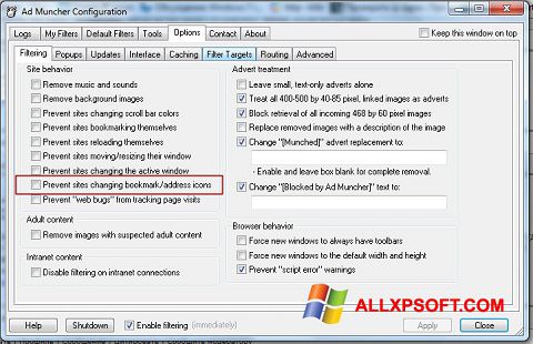 Скріншот Ad Muncher для Windows XP