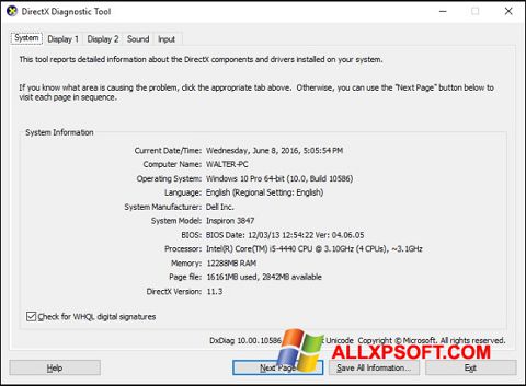 Скріншот DirectX для Windows XP