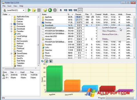 Скріншот Folder Size для Windows XP
