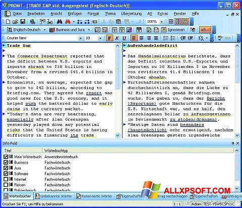 Скріншот PROMT для Windows XP