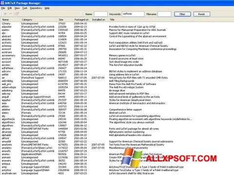 Скріншот MiKTeX для Windows XP