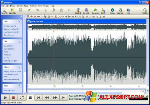 Скріншот WavePad Sound Editor для Windows XP