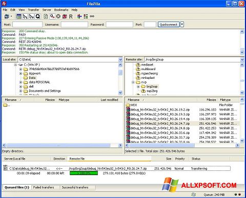 Скріншот FileZilla для Windows XP