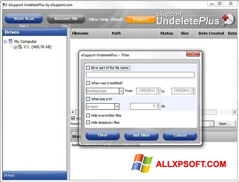 Скріншот Undelete Plus для Windows XP