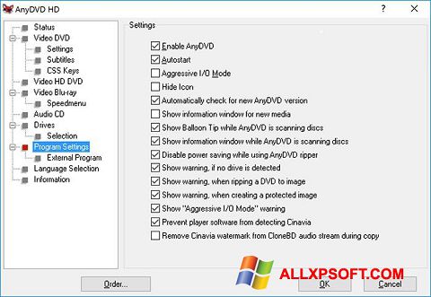 Скріншот AnyDVD для Windows XP