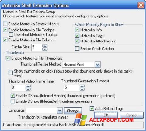 Скріншот Matroska Pack Full для Windows XP