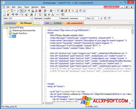 Скріншот CuteFTP для Windows XP