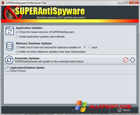 Скріншот SUPERAntiSpyware для Windows XP