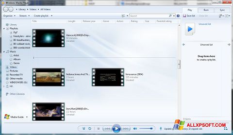 Скріншот Media Player для Windows XP