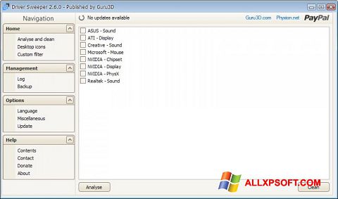 Скріншот Driver Sweeper для Windows XP