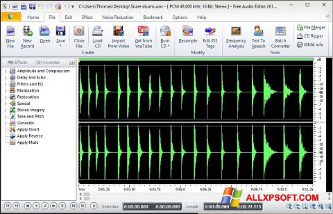 Скріншот Free Audio Editor для Windows XP