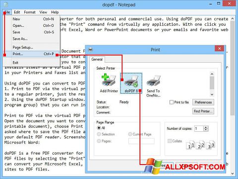 Скріншот doPDF для Windows XP