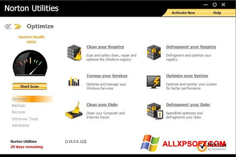 Скріншот Norton Utilities для Windows XP