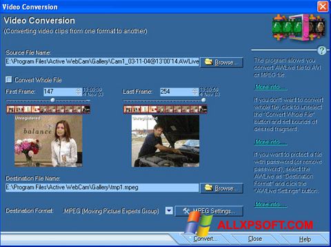 Скріншот Active WebCam для Windows XP