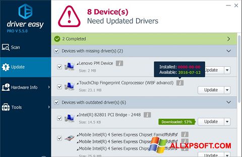 Скріншот Driver Easy для Windows XP