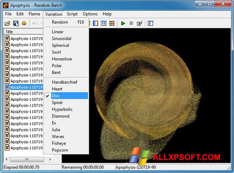 Скріншот Apophysis для Windows XP