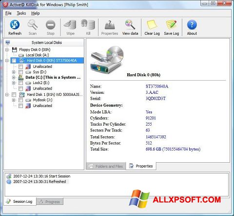 Скріншот Active KillDisk для Windows XP