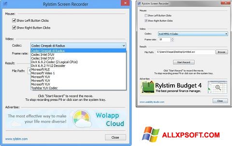 Скріншот Rylstim Screen Recorder для Windows XP