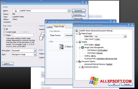 Скріншот CutePDF Writer для Windows XP