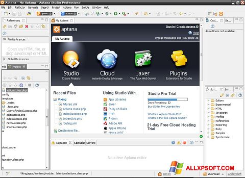 Скріншот Aptana Studio для Windows XP