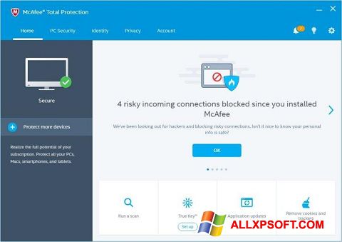 Скріншот McAfee Total Protection для Windows XP