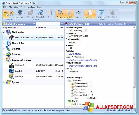 Скріншот Total Uninstall для Windows XP