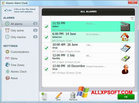 Скріншот Atomic Alarm Clock для Windows XP
