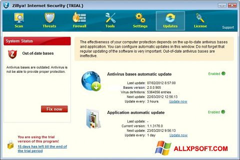 Скріншот Zillya! для Windows XP