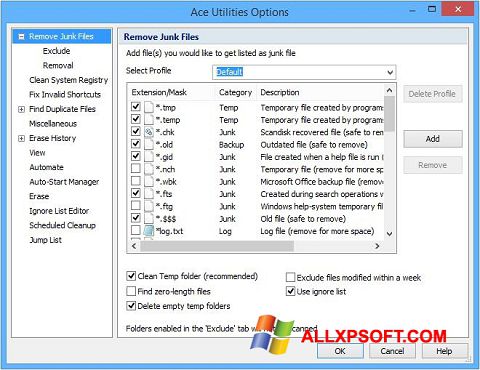 Скріншот Ace Utilities для Windows XP