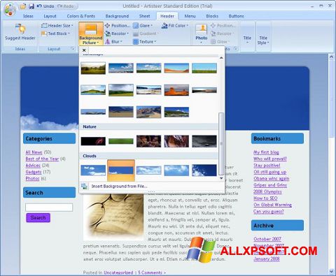 Скріншот Artisteer для Windows XP