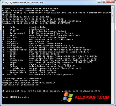 Скріншот Flashnul для Windows XP
