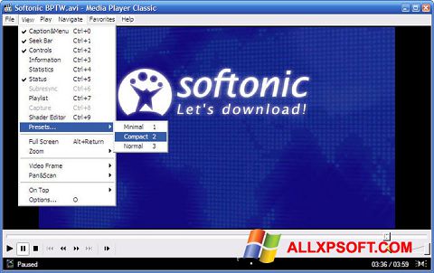 Скріншот Media Player Classic для Windows XP