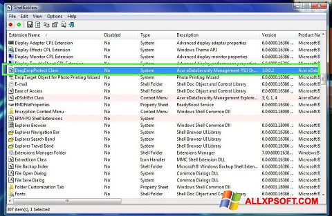 Скріншот ShellExView для Windows XP