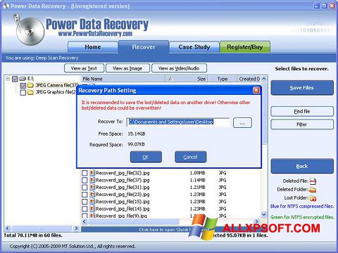 Скріншот Power Data Recovery для Windows XP