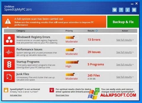 Скріншот SpeedUpMyPC для Windows XP