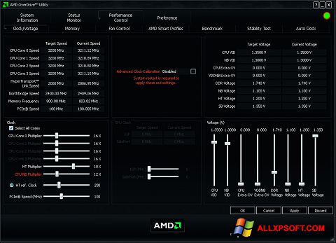 Скріншот AMD Overdrive для Windows XP