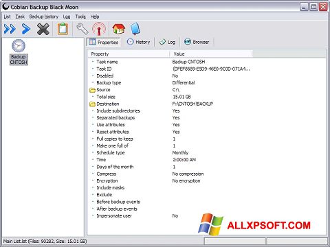 Скріншот Cobian Backup для Windows XP